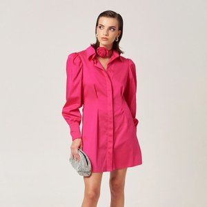 Nana's Fuschia Mastermind Long Sleeve Shirt Dress